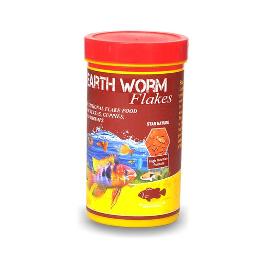Nutritional Freeze Dried Earth Worms Flakes Fish Food For Tetras, Guppies, Bettas & Aquarium Fishes, 25Gm For All Life Stages
