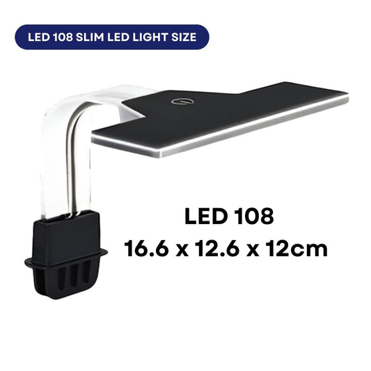 TUNAI Dophin LED108 Slim LED Light for Aquarium Fish Tank | LED Light with Memory Function | 4-Way Touch Switch | (Original from Store)