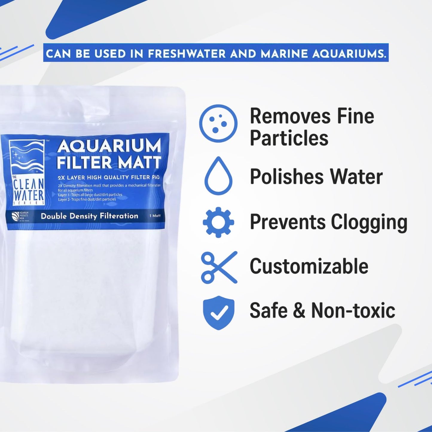 The Clean Water Series Aquarium Filter Matt | 2X Layer Filtration Pad (Food-Grade Nylon Mesh)