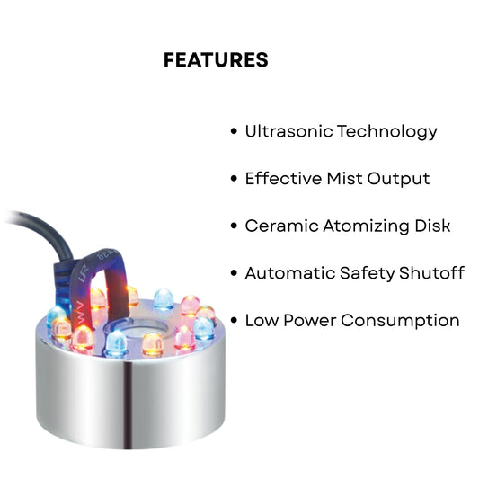 S0B0 M-12 L Mist Maker for Aquarium Fish Tank | Ultrasonic Fog Generator | Lamps with 12 LED by Combining Blue, Yellow, White and Red | Original from Tunai Store