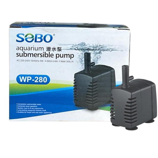 S0B0 WP-280 Submersible Water Pump for Aquarium Fish Tank | Compact Design | Suitable for Freshwater and Saltwater Aquarium | Power: 5W| F.Max: 300L/H | Original from Tunai Store