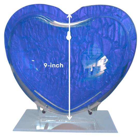 Wall Mount 9-inch Blue Heart Shape Fish Bowl – with Stand | Modern Aquarium for Home, Office & Café Décor | Space Saving Design | Elegant Fish Tank & Plant Terrarium | Compact Design