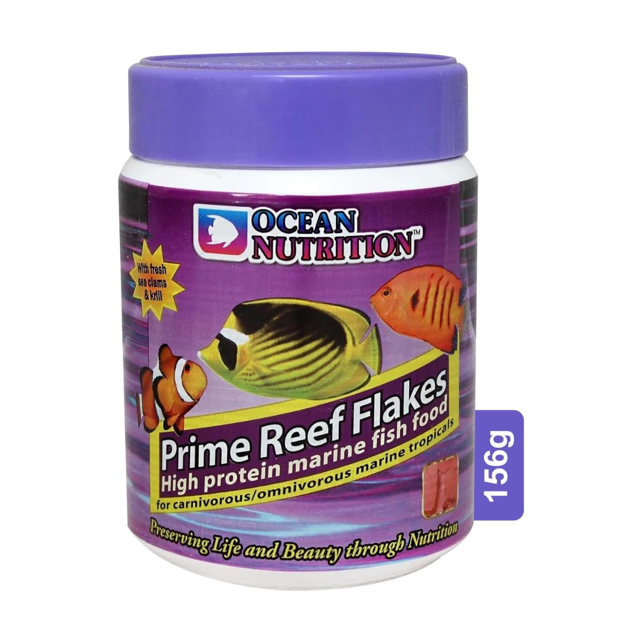 Ocean Nutrition (Original from Tunai Store) Prime Reef Flakes |156g| High Protein 58% Marine Fish Food for Carnivorous and Omnivorous Marine Fresh Water Tropical Fish