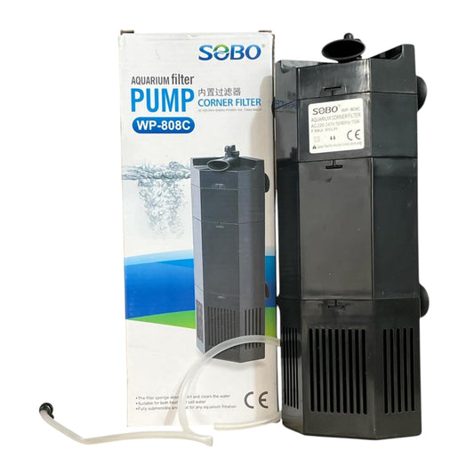 S0B0 WP-808C Internal Corner Filter for Aquarium Fish Tank | for Fresh and Salt Water | Fully Submersible | Absorbs Dirt & Clears The Water | Power: 15W | F.Max: 800L/H | (Original from Tunai Store)