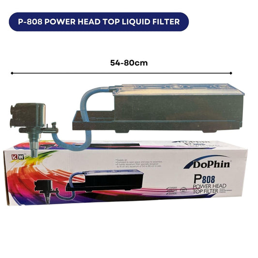 Dophin P808 Power Head Top Filter for Aquarium Fish Tank | Compact, Efficient and Durable | Output: 1200/1100L/H | Suitable for Tank Size 220L | (Original from Tunai Store)