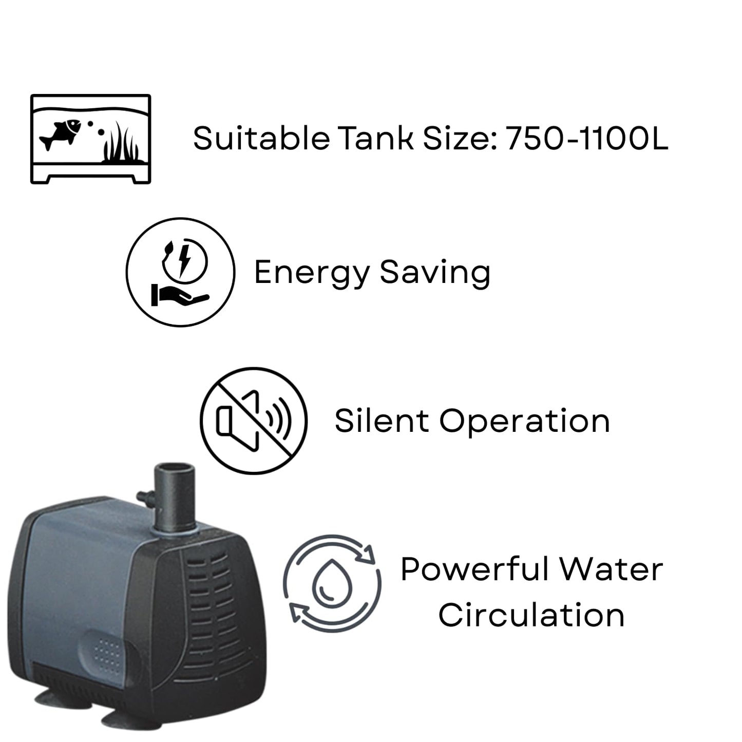 S0B0 WP-5000 Submersible Water Pump for Aquarium Fish Tank | Powerful Water Circulation | Strong and Consistent Flow | Power: 60W | F.Max: 3000L/H | Original from Tunai Store