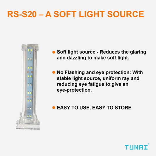 TUNAI+ Imported RS-S20 LED Light Set Up for Aquarium Fish Tank (White, RS-S20)