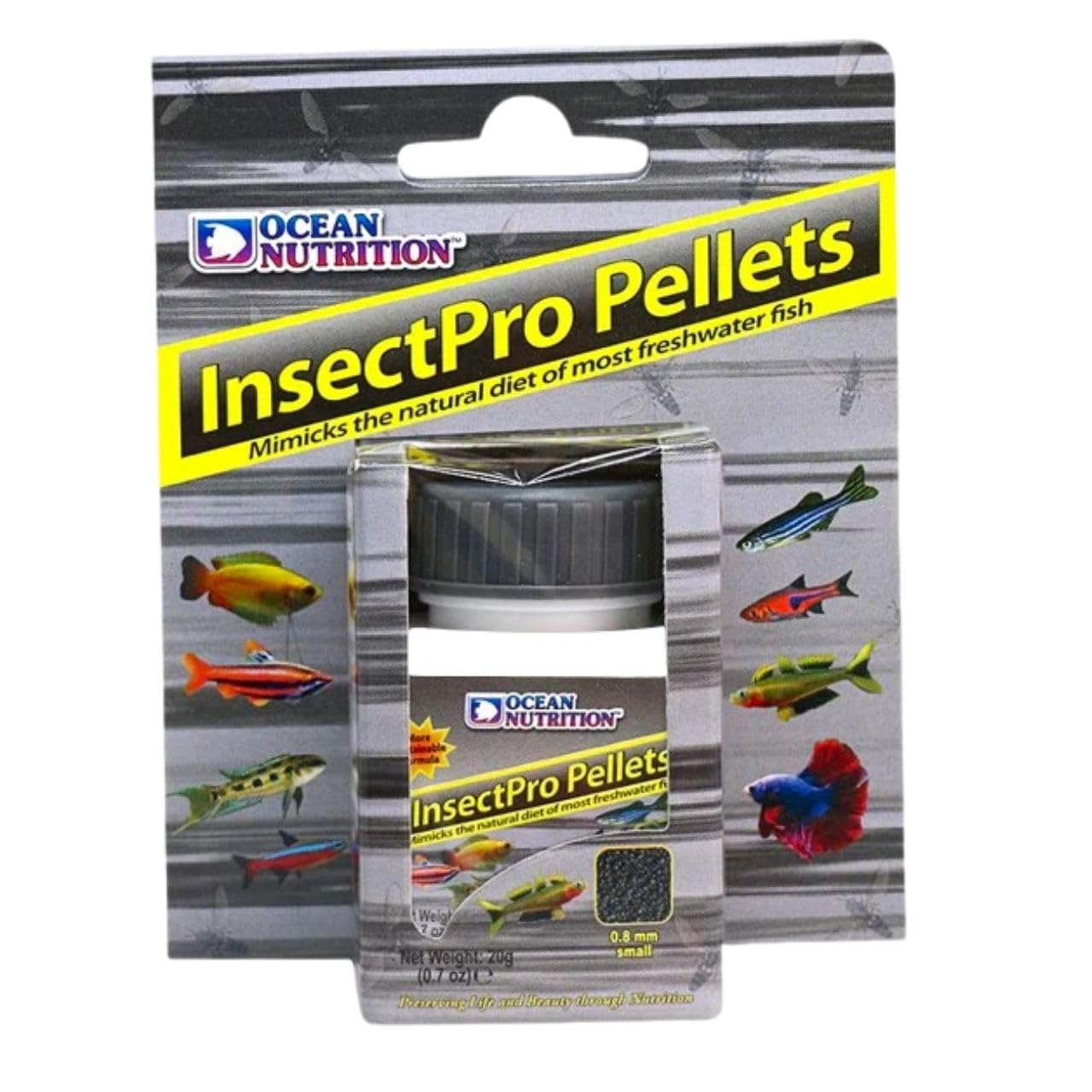 ON+ InsectPro Pellets Fish Food (Original from Tunai Store) | Mimicks The Natural Diet of Most Bettas, Tetras and Other Fresh Water Fish Varieties (20gms, Small Pellets)