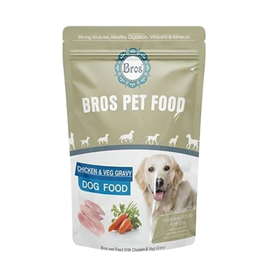 SF+ Bros Pet Dog Food | Pack of 12 | Natural Food for Dogs | Enhanced with Vitamins, Minerals and Other Nutrients (80gms, Chicken & Veg)