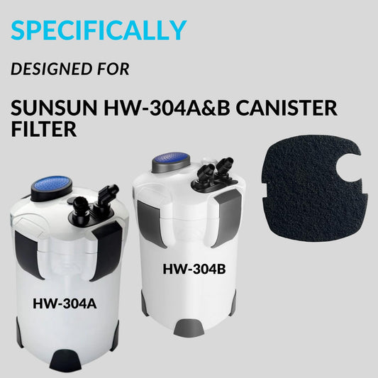 SUNSUN Carbon Infused Media Filter Pad (Pack of 2) | Suitable for HW-304A and HW-304B | Improves Aquarium Water Clarity and Quality | Original from Tunai Store (Black, HW-304A and HW-304B)