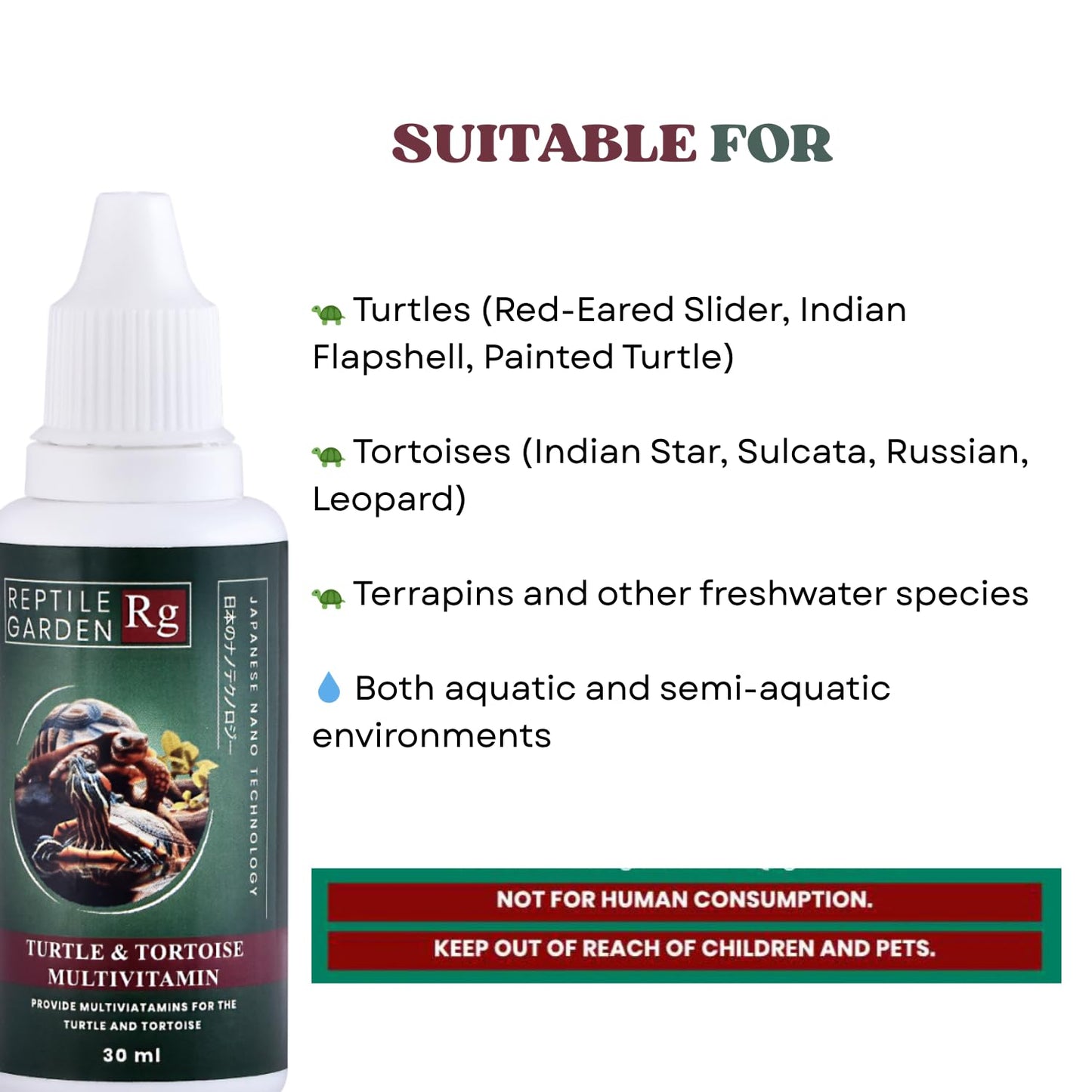Reptile Garden Turtle & Tortoise Multivitamin Supplement | Complete Liquid Supplement for Growth, Immunity & Vitality (30 ml)