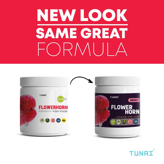 Tunai Premium Fish Food for Flowerhorn | 55% Protein | Formulated Taiwan for Better Growth of Hump and Color (100g - 3MM Pellets)
