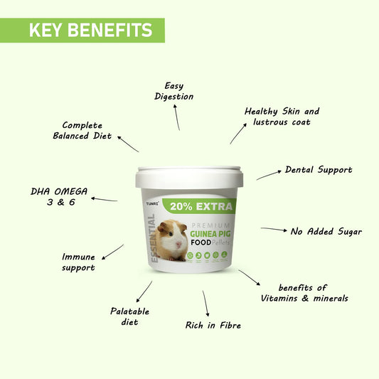 TUNAI Guinea All Life Stages, Stick Pig Food |500G+20% Extra| Fortified with Dha Omega 3&6 and Vitamins for Better Skin Coat, and Easy Digestion