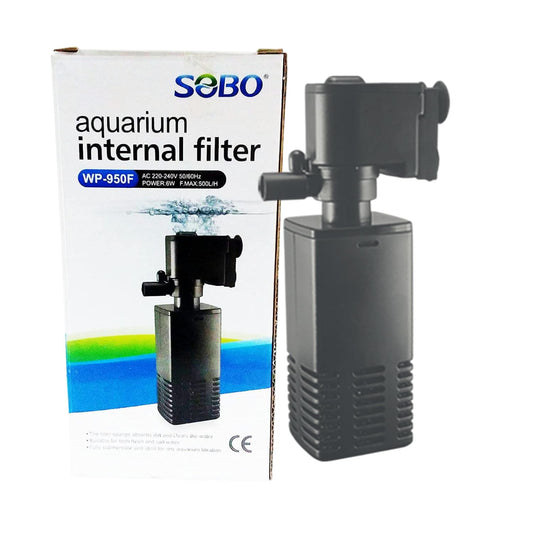 S0B0 WP-950F Internal Filter for Aquarium Fish Tank | Completely Submersible | Absorbs Dirt & Clean The Water | for Fresh & Marine Water Tank | Power:6W | F.Max: 500L/H | Original from Tunai Store