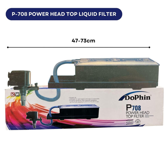 Dophin P708 Power Head Top Filter for Aquarium Fish Tank | Compact, Efficient and Durable | Output: 1200/1100L/H | Suitable for Tank Size 220L | (Original from Tunai Store)
