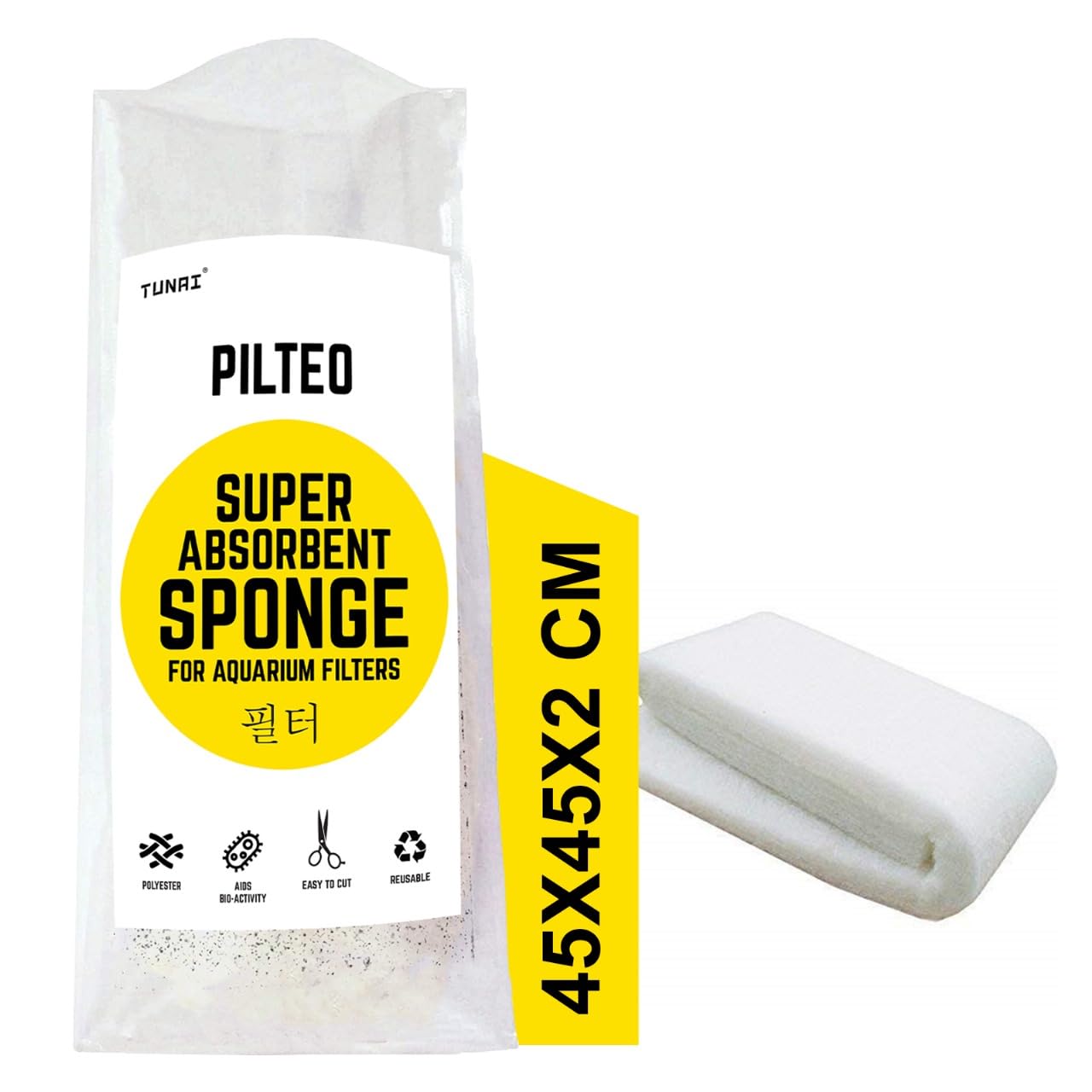 Tunai Pilteo Reusable Super Absorbent Sponge Easy to Cut Filters for Both Mechanical and Biological Filtration in Aquarium Fish Tank (Blue)