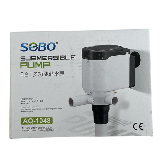 S0B0 AQ-1048 Power Head for Aquarium Fish Tank | Powerful Water Circulation for Strong and Consistent Flow | Ideal for Marine and Fresh Water | Power: 20W | F.Max: 1600L/H | Original from Tunai Store