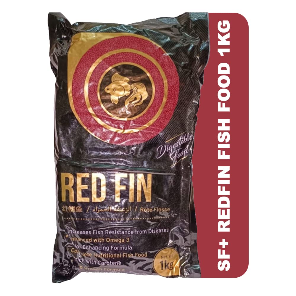 SF+ Redfin Fish Food for Aquarium with 35% protien | 1KG Aquarium Fish Food for All Small and Medium Tropical Fishes| Daily Nutrition Fish Feed for Health and Growth