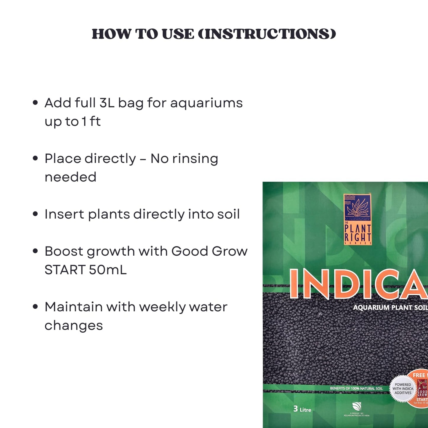 The Plant Right Series Indica Aqua Soil | Designed to Nourish Plants | Aquarium Plant Soil (3L)