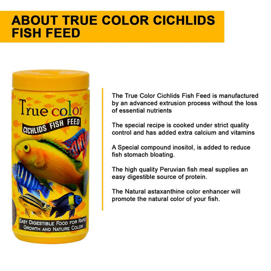 TUNAI SF+ True Color Fish Food for Cichlids | 100g | Fortified with 40% Protein, Boost Color and Growth, All Life Stages, Pellet