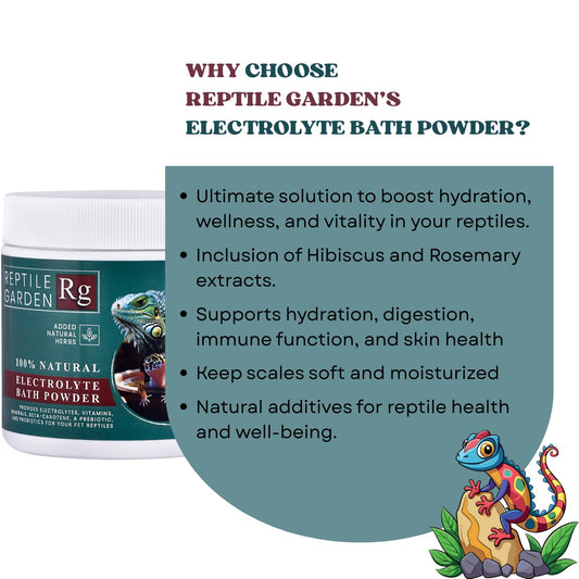 Reptile Garden Lizard and Dragon Electrolyte Bath Powder | Boosts Hydration, Wellness, and Vitality | Added Natural Herbs (200 GMS)