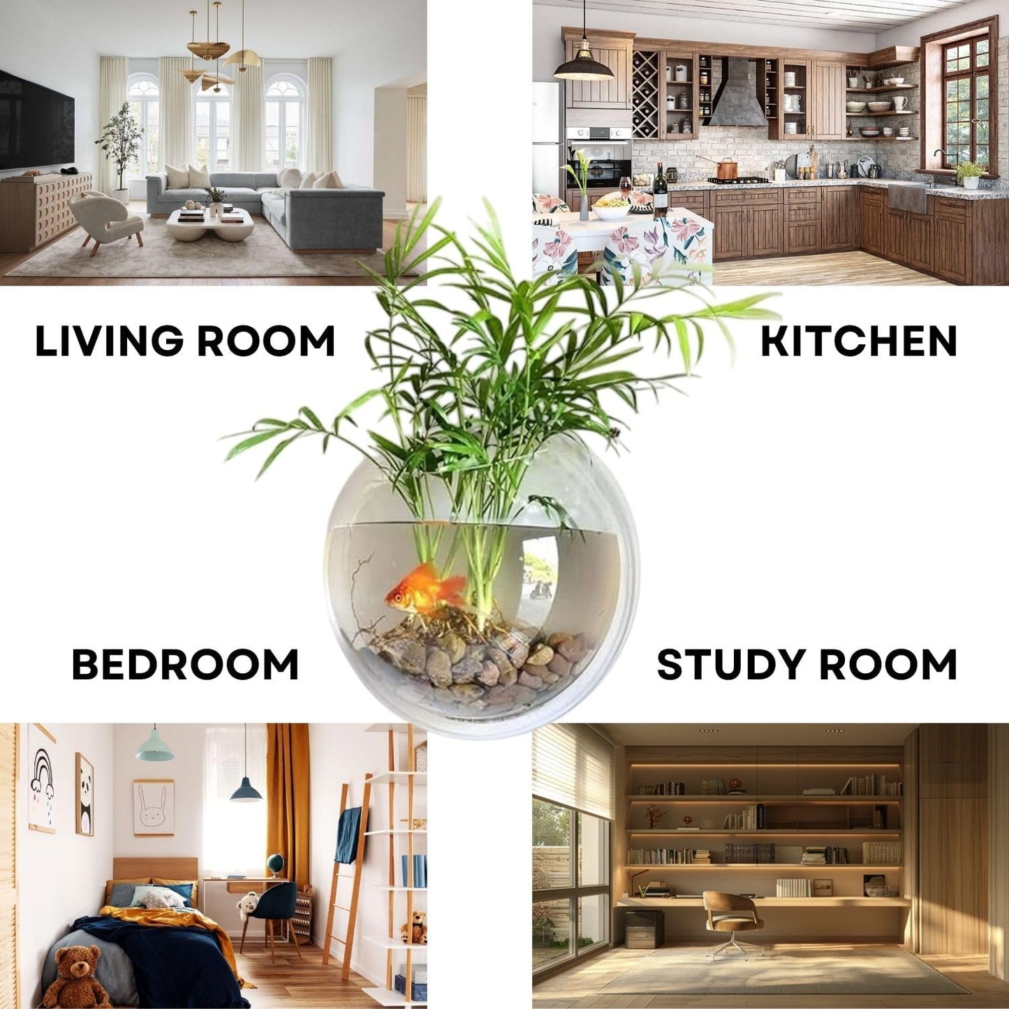 6-inch Wall Mount Hanging Acrylic Aquarium Fish Tank | Suitable for Small Fish & Water Plants | Best Fit for Home & Office Spaces