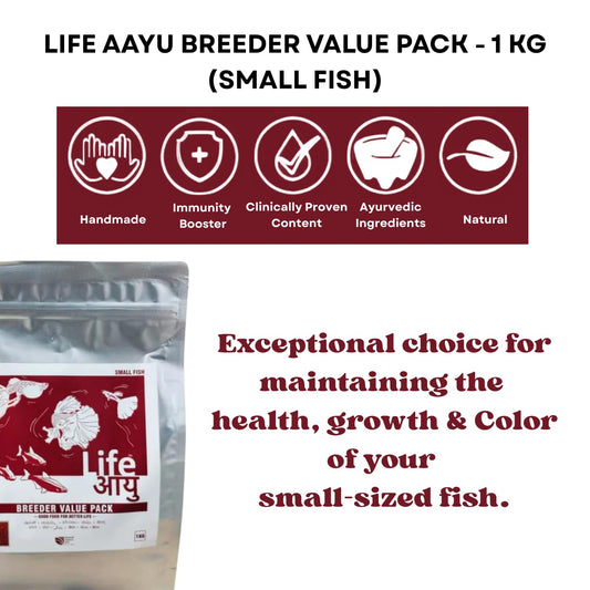 Life AAYU Breeder Value Pack Premium Fish Food | Ideal Choice for Keeping Your Fish Healthy (1 KG, Small Bits)