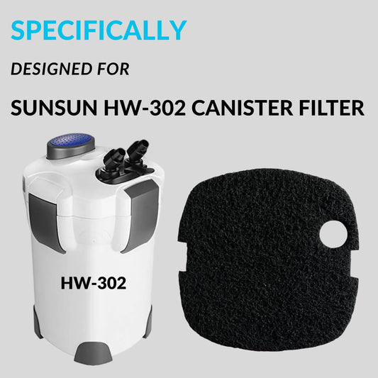 SUNSUN Carbon Infused Media Filter Pad (Pack of 2) | Suitable for HW-302 | Improves Aquarium Water Clarity and Quality | Original from Tunai Store (Black, HW-302)