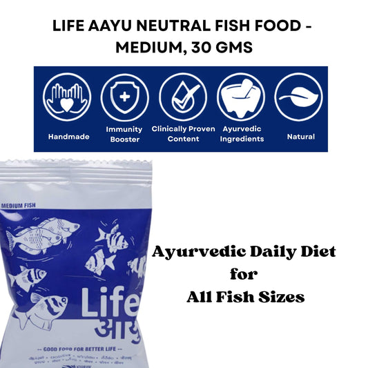 Life AAYU Neutral Fish Food (Pack of 2, 30g X 2) | Ayurvedic Daily Diet for All Fish Sizes | Fresh from 7pets Store (Medium, 30 GMS)