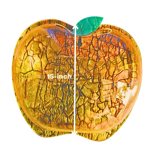 Wall Mount 15-inch Gold Apple Shape Fish Bowl – Without Stand | Modern Aquarium for Home, Office & Café Décor | Space Saving Design | Elegant Fish Tank & Plant Terrarium | Compact Design