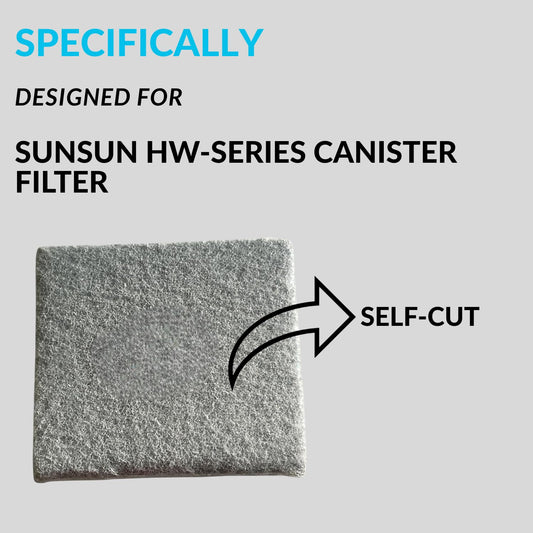 SUNSUN Phosphate + Nitrate Infused Filter Media Pad | Suitable for All HW-Series Canister Filters | Self-Cut Filter Pad | Original from Tunai Store (Light Grey, Square)