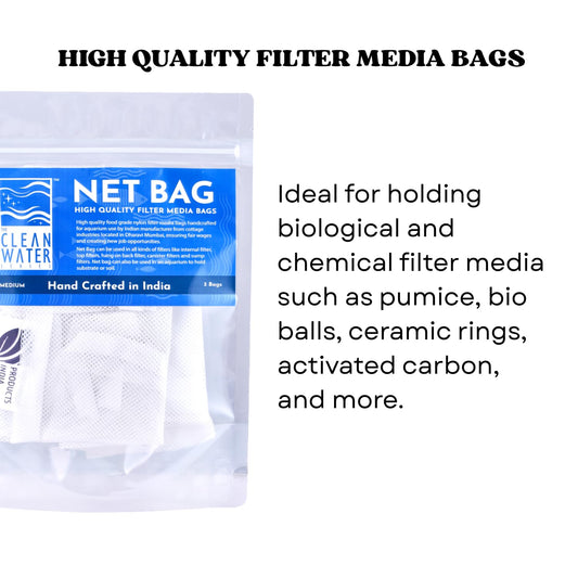 The Clear Water Series Net Bag for Aquarium Filter Media, Durable Bags to Hold Biological and Chemical Filter Media (Medium (Pack of 3))