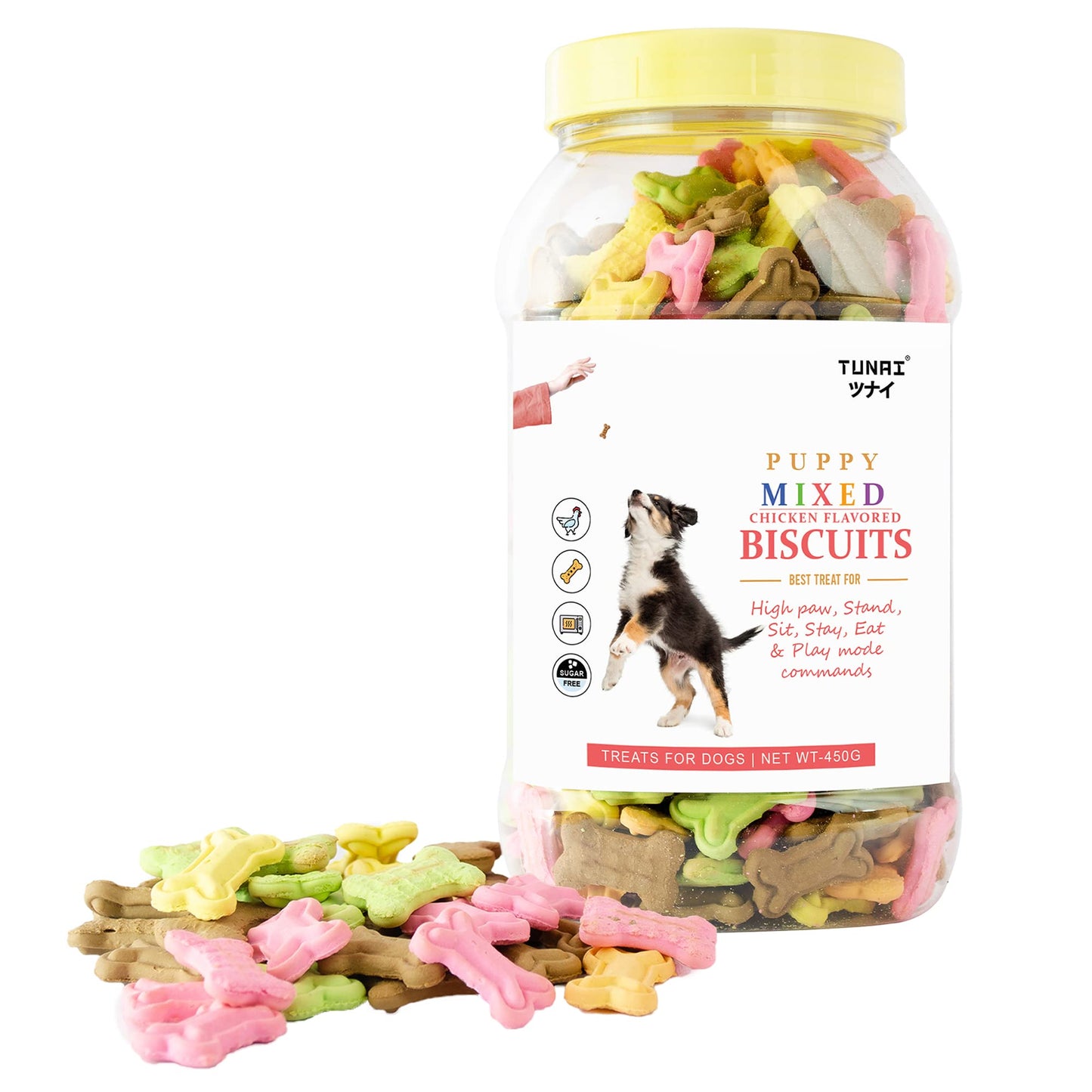 Tunai Crunchy Soft Real Chicken Puppy Dog Biscuits |450g| Best Treat for Training