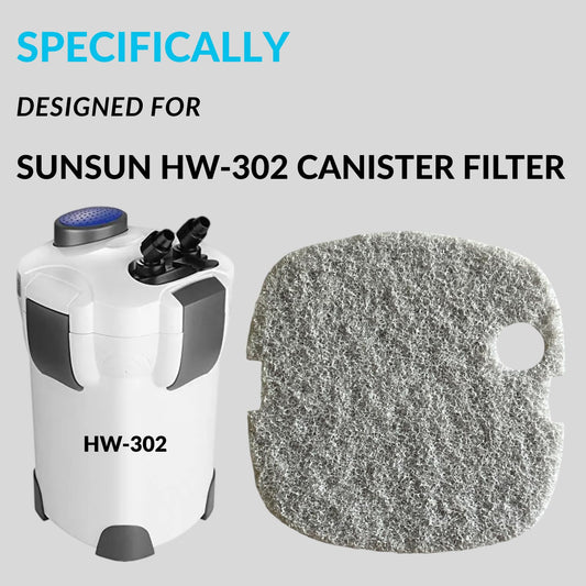 SUNSUN Nitrite/Nitrate Pad - Self Cut Filter Pad (Pack of 2) | Suitable for HW-302 | Help to Remove Nitrate/Nitrite from Aquarium Water | Original from Tunai Store (Light Grey, HW-302)