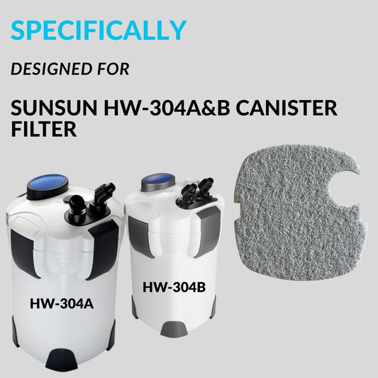 TUNAI SUNSUN Nitrate/Nitrite - Self Cut Media Filter Pad (Pack of 2)|Suitable for HW-304A&B|Removes Nitrates/Nitrites Safely from Aquarium Water|Original from Tunai Store (Light Grey, HW-304A & B)