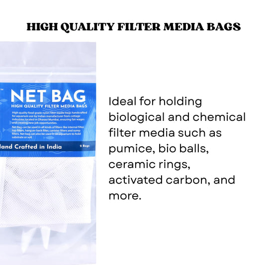 The Clear Water Series Net Bag for Aquarium Filter Media, Durable Bags to Hold Biological and Chemical Filter Media (Large (Pack of 2))