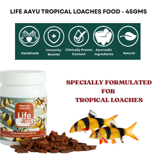 Life Aayu Tropical Loaches Aquarium Fish Food | Immunity Boost, High Protein, Humic-Enriched Diet (45 GMS)