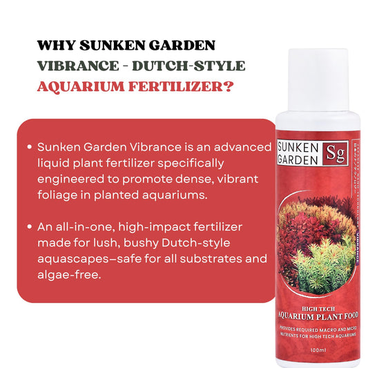 Sunken Garden Vibrance - Dutch-Style Aquarium Fertilizer | All-in-One Formula for Bushy Plant Growth | CO₂ & Non-CO₂ Compatible (100 ml)