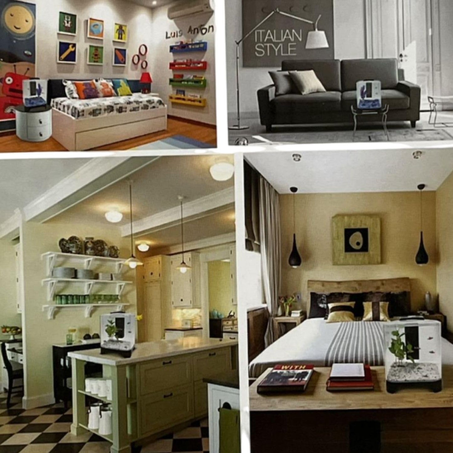 Dophin BT-111 Mini Aquarium Fish Tank | Unique Design | Complete 3-in-1 Kit | Includes Crystal Clear Tank, Filtering System and LED Light | Capacity - 5.6L Fish Tank (Original from Tunai Store)