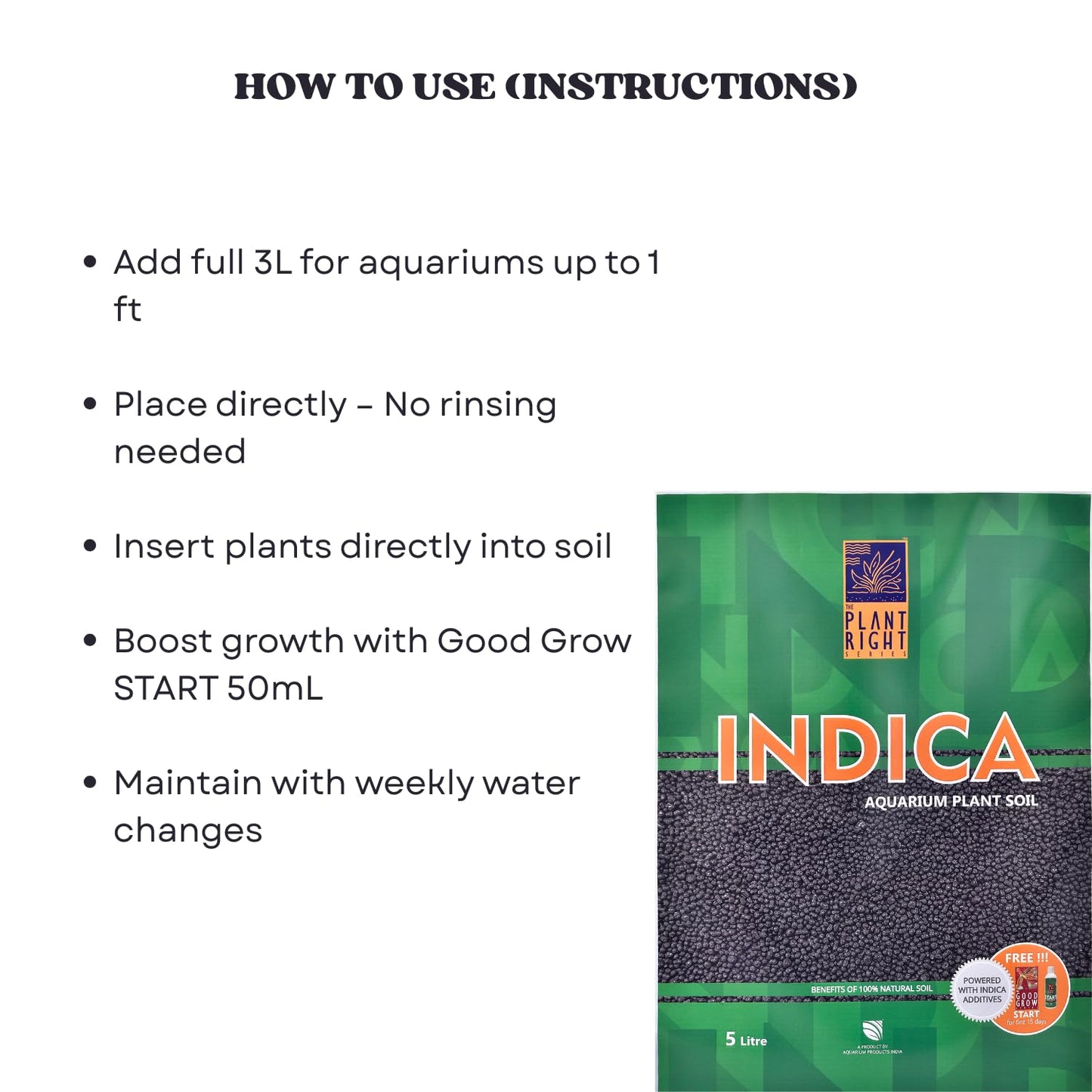The Plant Right Series Indica Aqua Soil | Designed to Nourish Plants | Aquarium Plant Soil (5L)