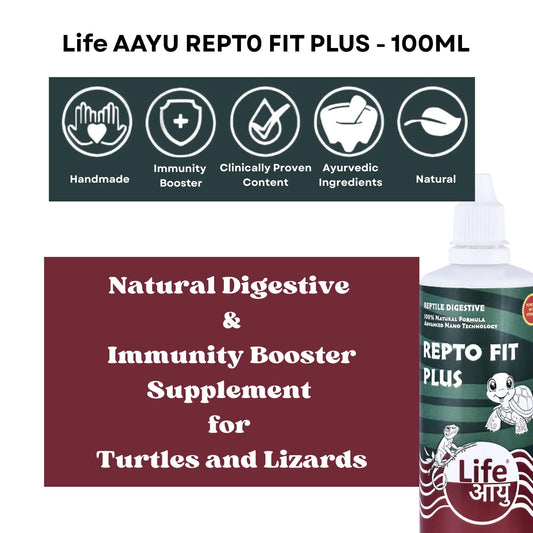 Life AAYU REPT0-Fit Plus Supplement | 100% Natural Digestive & Immunity Booster Supplement for Turtles and Lizards (100 ml)
