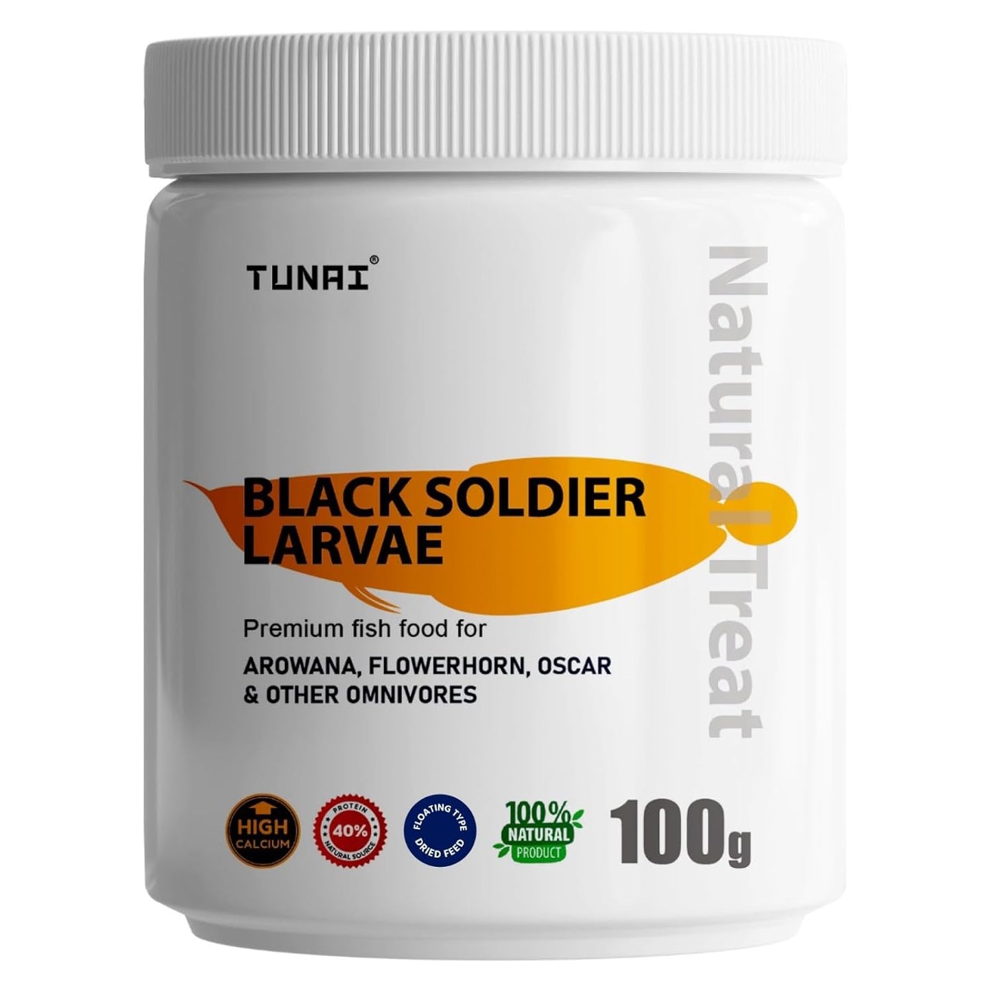 Tunai Black Soldier Fly Larvae (BSFL) Fish Food - 40% Protein (Premium Fish Food for Arowana, Flowerhorn, Oscar and Other Omnivores)