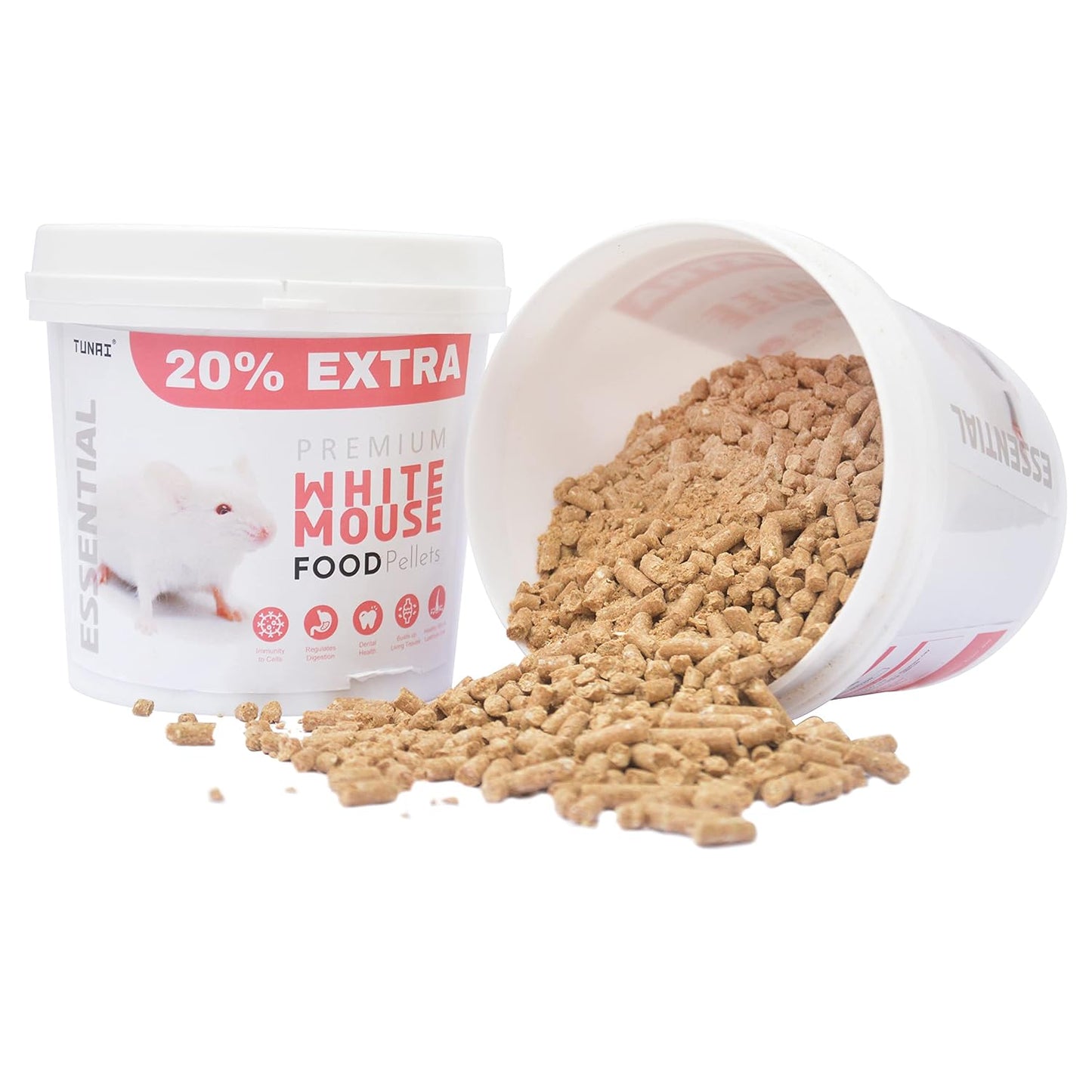 Tunai Premium White Mouse Food Pellets – DHA & Vitamin-Enriched Nutrition for Rats & Mice (500g + 20% Extra)
