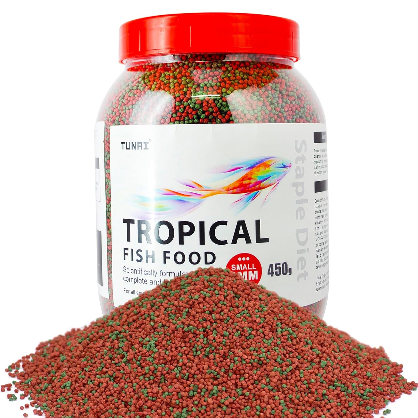 Tunai Tropical Aquarium Fish Food - 26% Protein - 1.2mm Pellets (Perfect for Small, Medium & Adult Fish)