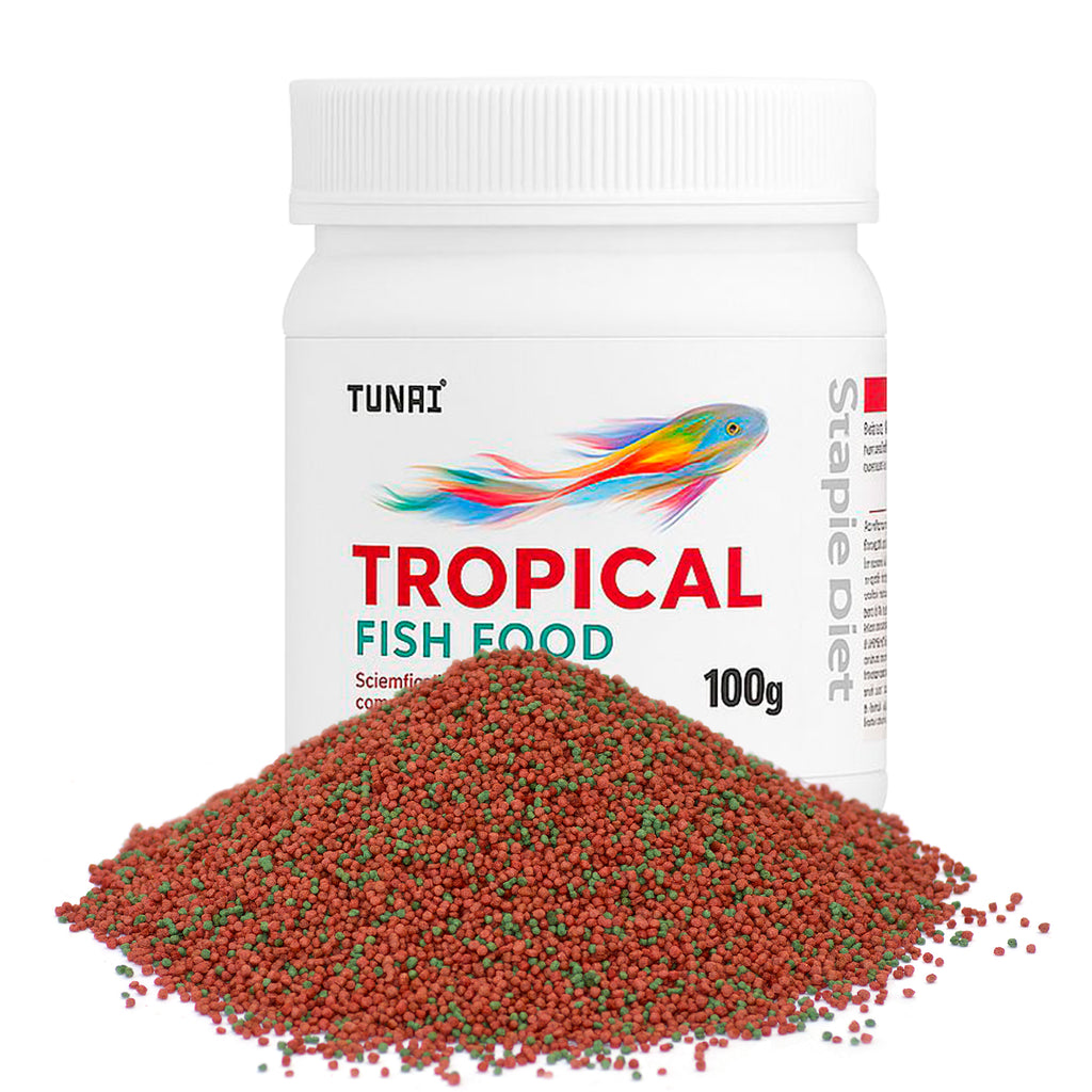 Tunai Tropical Aquarium Fish Food - 26% Protein - 1.2mm Pellets (Perfect for Small, Medium & Adult Fish)