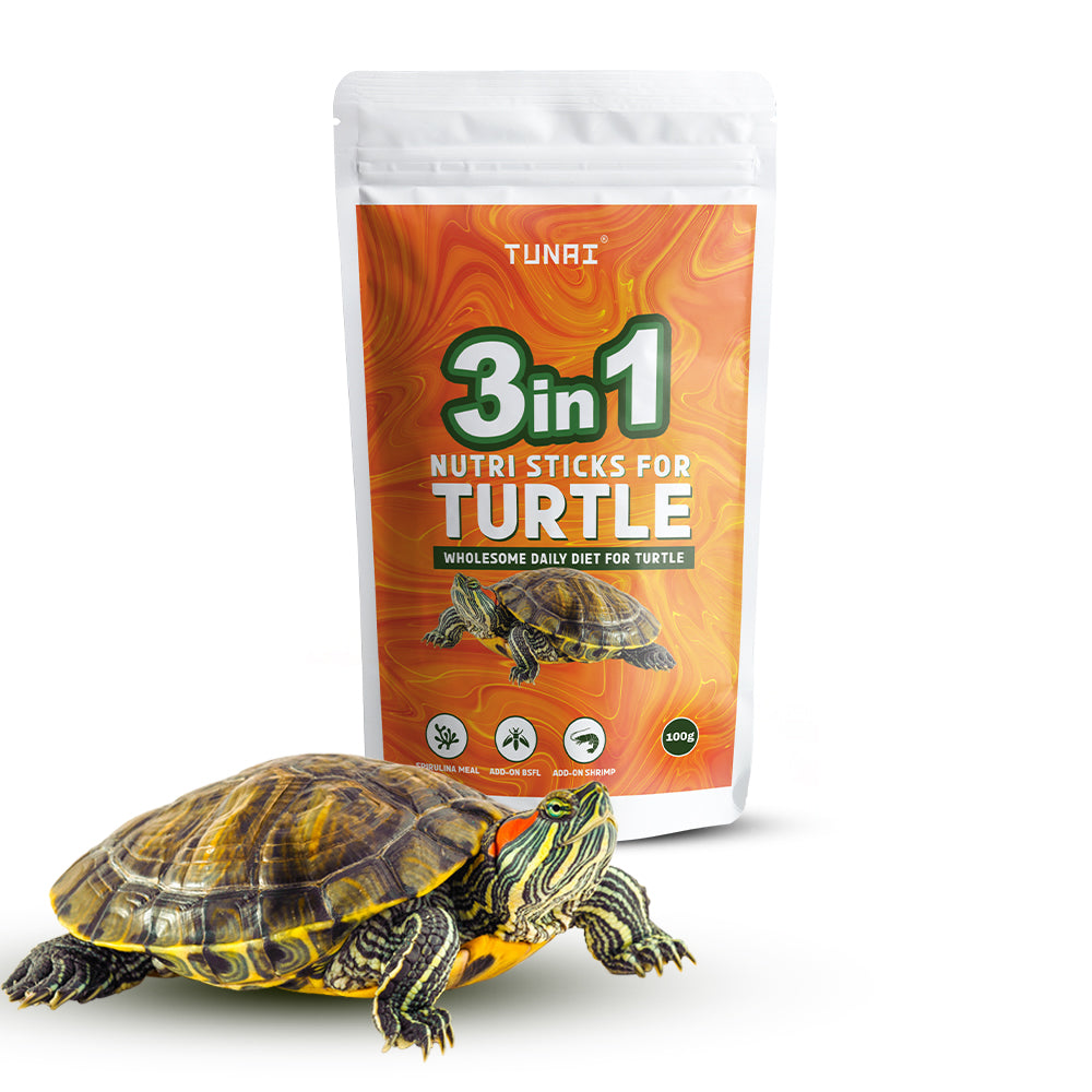 TUNAI 3In1 Adult Turtle Food & Tortoise Food Spirulina Added for Better Shell Health|100G| Contains Nutritious Pellets, Whole Shrimp and Bsfl Insect Larvae, 1 Count