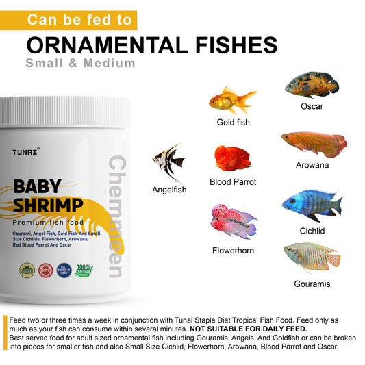 Tunai Chemmeen Pink Baby Whole Sun Dried premium Shrimp Fish Food 50g Fortified With Full Source Of 52% Protein From Head To Tail