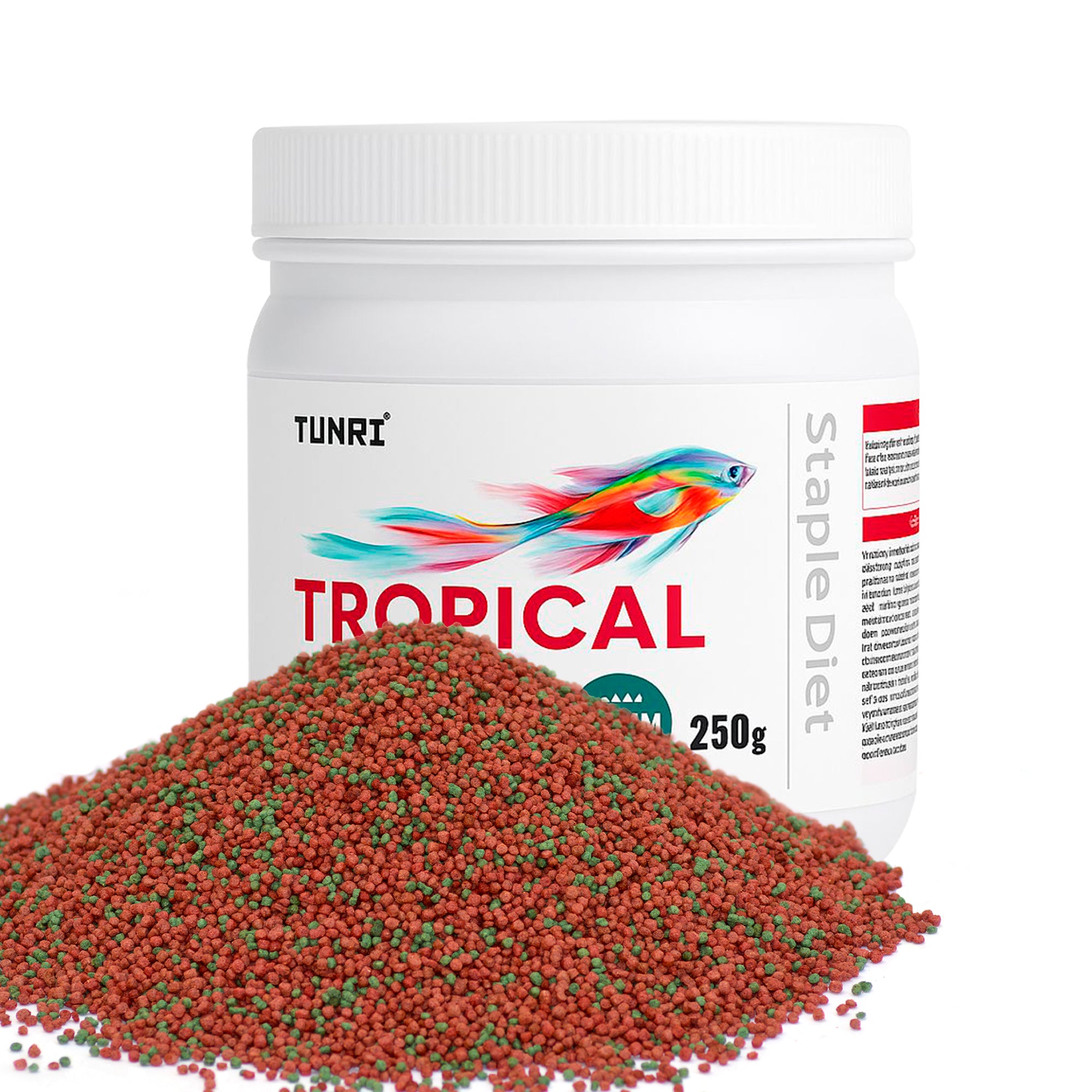Tunai Tropical Aquarium Fish Food - 26% Protein - 1.2mm Pellets (Perfect for Small, Medium & Adult Fish)