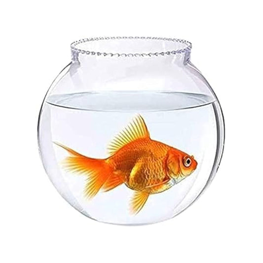 Glass Fish Bowl with Neck Collar, Suitable for Small Fish, Plants | Fish Tank Choice for Office & Home Decor | 4-inch