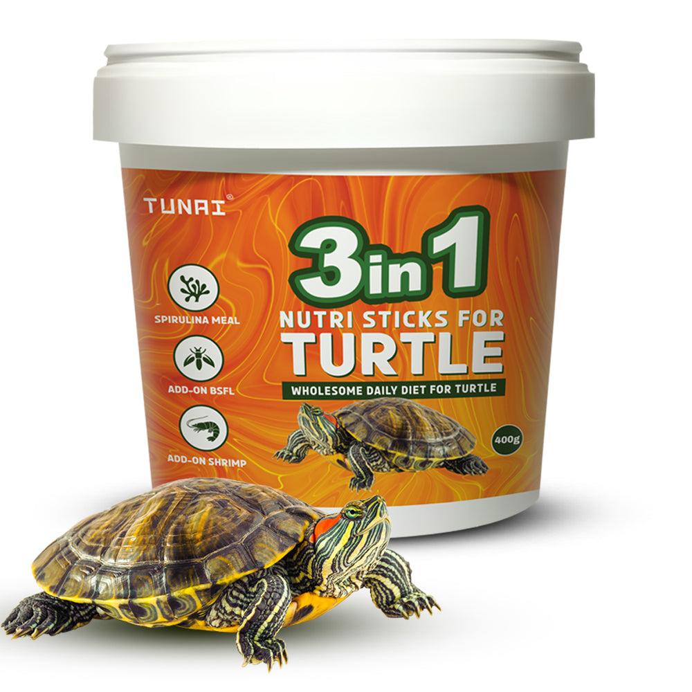 Tunai 3in1 Adult Turtle Food Nutri Sticks Food |400g| with Spirulina, Whole Shrimp and BSFL Worms